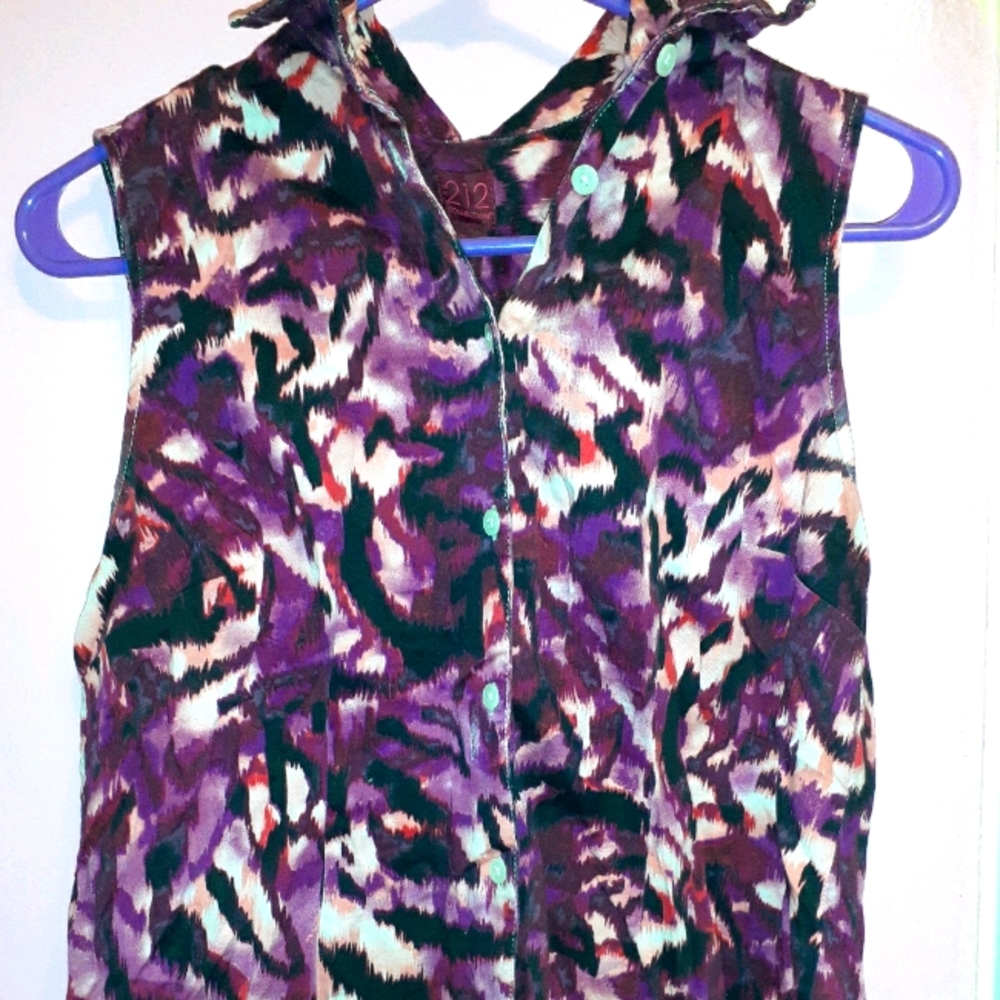 Button up collared tank shirt